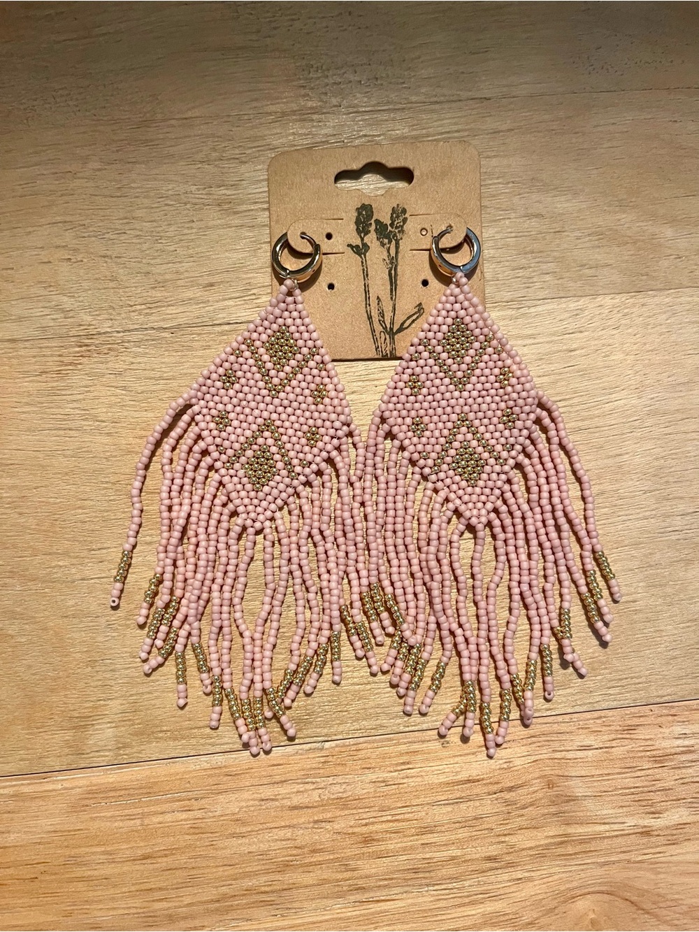 Hand sewn Toho Beads Fringe Earrings - Picture 3 of 3